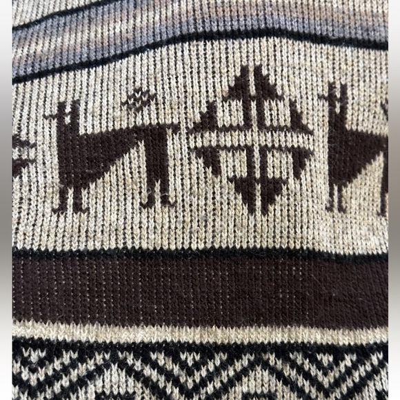 Vtg 70s Dimensions by Milford Collared Aztec Llama Long Thick Cardigan Large - Picture 8 of 13